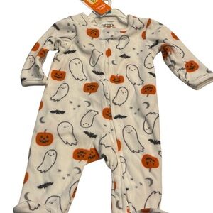 Carter's White and Orange Halloween Footie